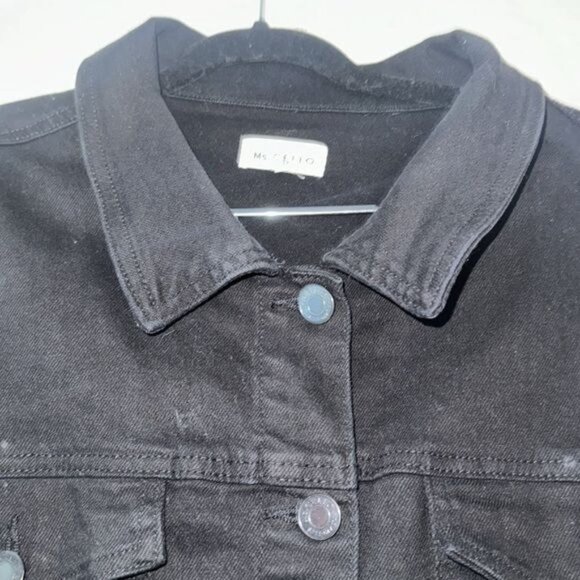 Ms. Cello Womens Black Denim Jacket With Frayed Hem 3X Casual & Stylish - Picture 4 of 11